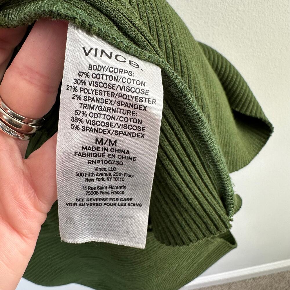 Vince  Ribbed Twist Dress In Dark Herb Green - Picture 6 of 12